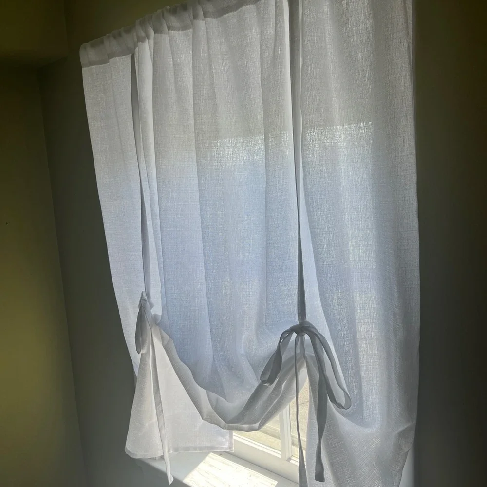 4 White Tie-Up Window Curtain